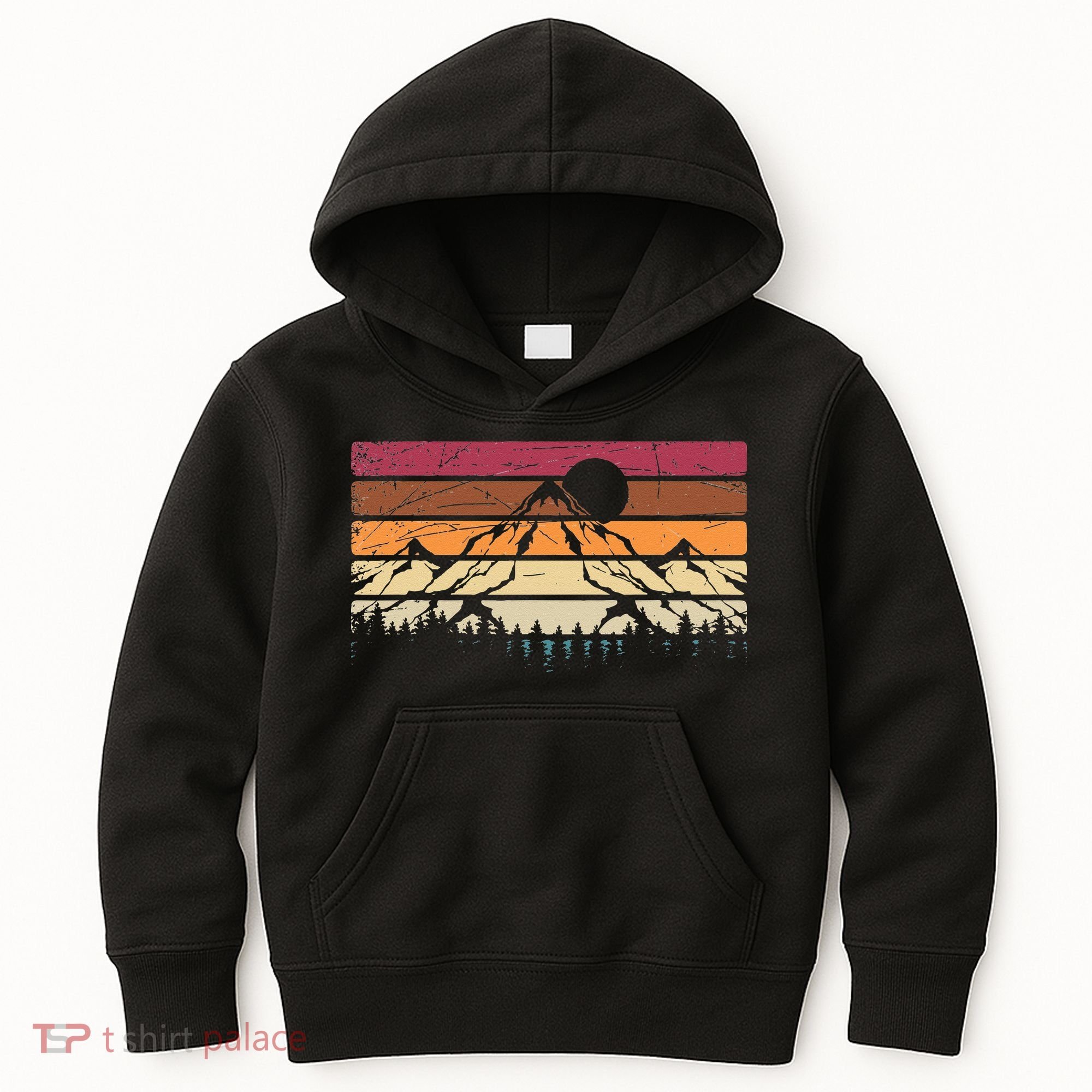 Forest Mountain Outdoors Nature Wildlife Trees Retro Hiking Kids Hoodie