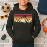 Forest Mountain Outdoors Nature Wildlife Trees Retro Hiking Kids Hoodie thumb 2