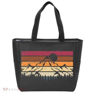 Forest Mountain Outdoors Nature Wildlife Trees Retro Hiking Tote Bag