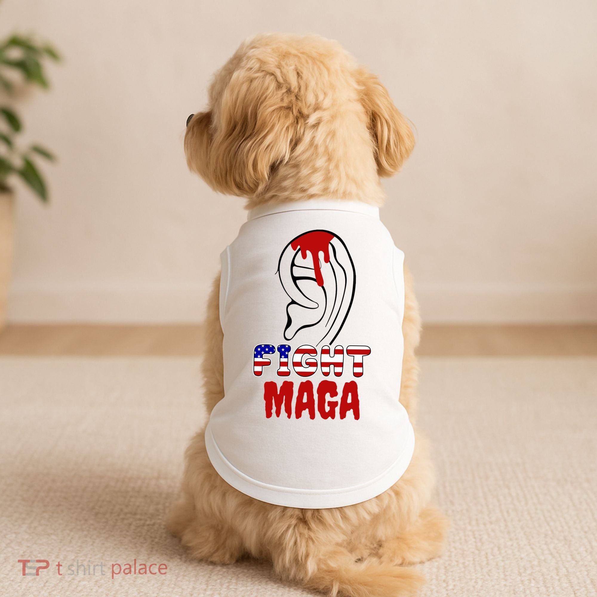Fight Maga Pro Donald Trump Bleeding Ear Doggie Tank