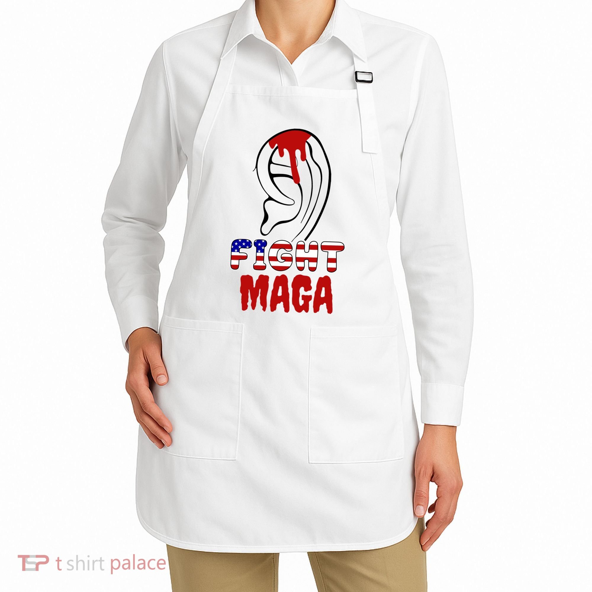 Fight Maga Pro Donald Trump Bleeding Ear Apron