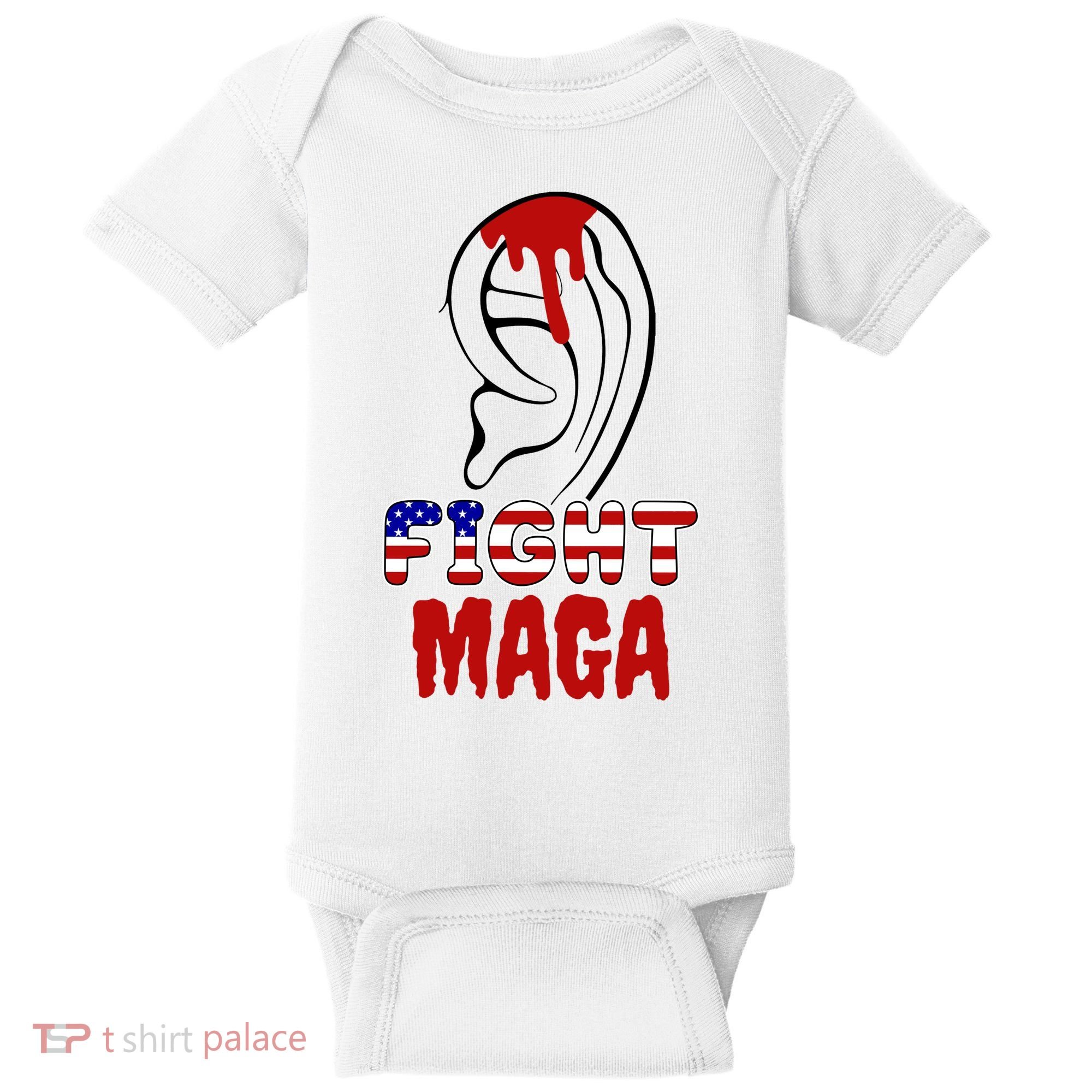 Fight Maga Pro Donald Trump Bleeding Ear Baby Bodysuit
