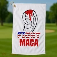 Fight Maga Pro Donald Trump Bleeding Ear Golf Towel thumb 1