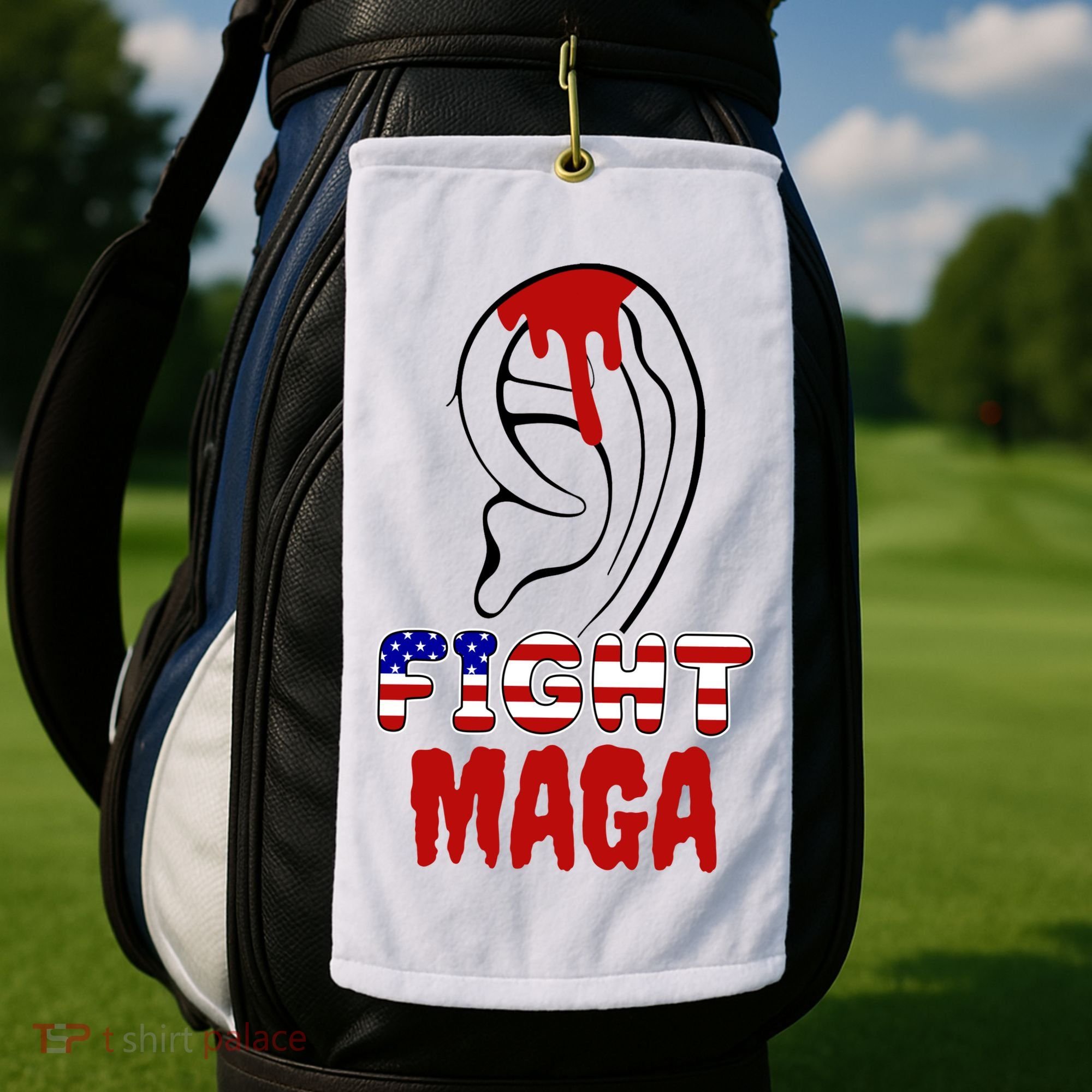 Fight Maga Pro Donald Trump Bleeding Ear Golf Towel