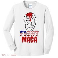 Fight Maga Pro Donald Trump Bleeding Ear Kids Long Sleeve Shirt thumb 0