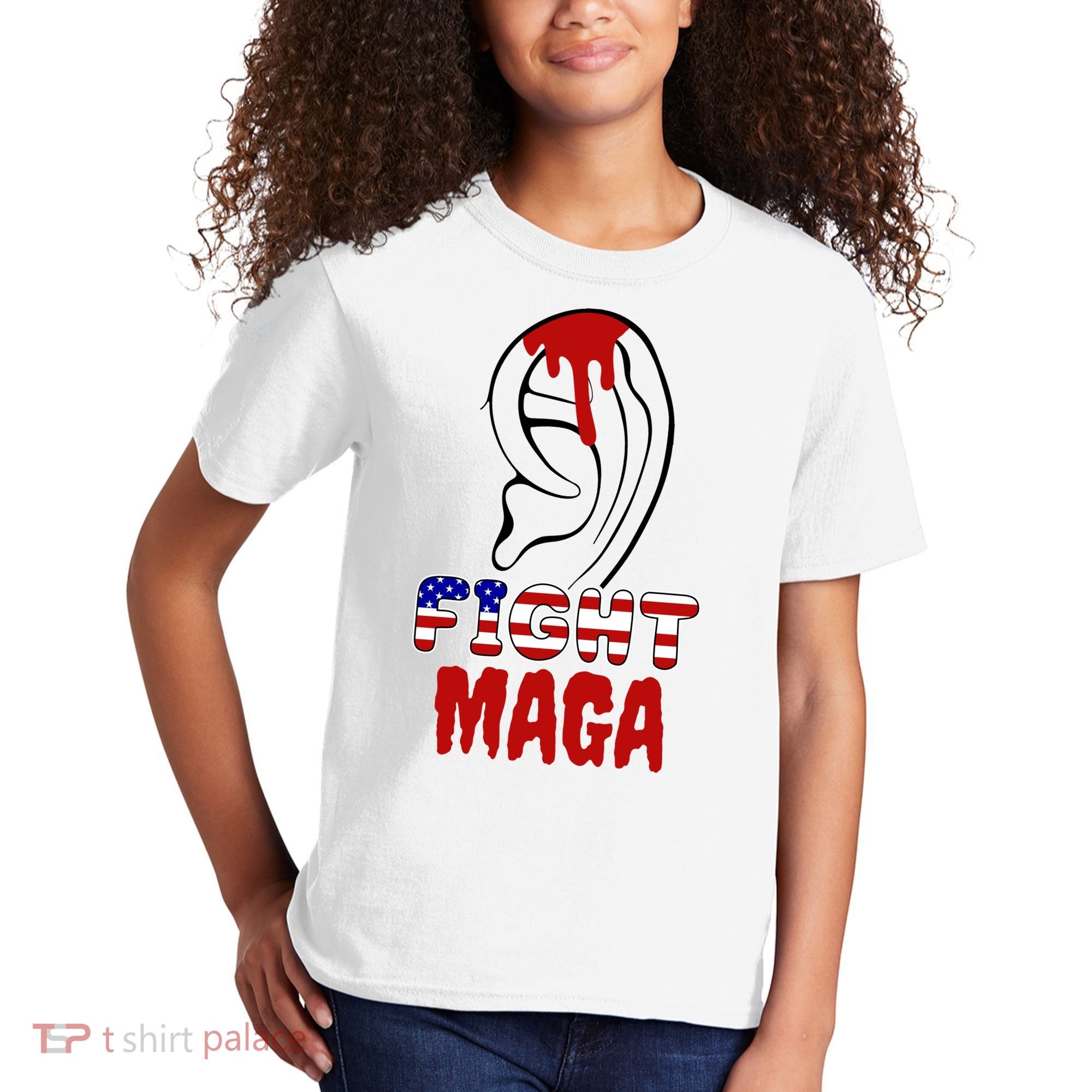Fight Maga Pro Donald Trump Bleeding Ear Kids T-Shirt