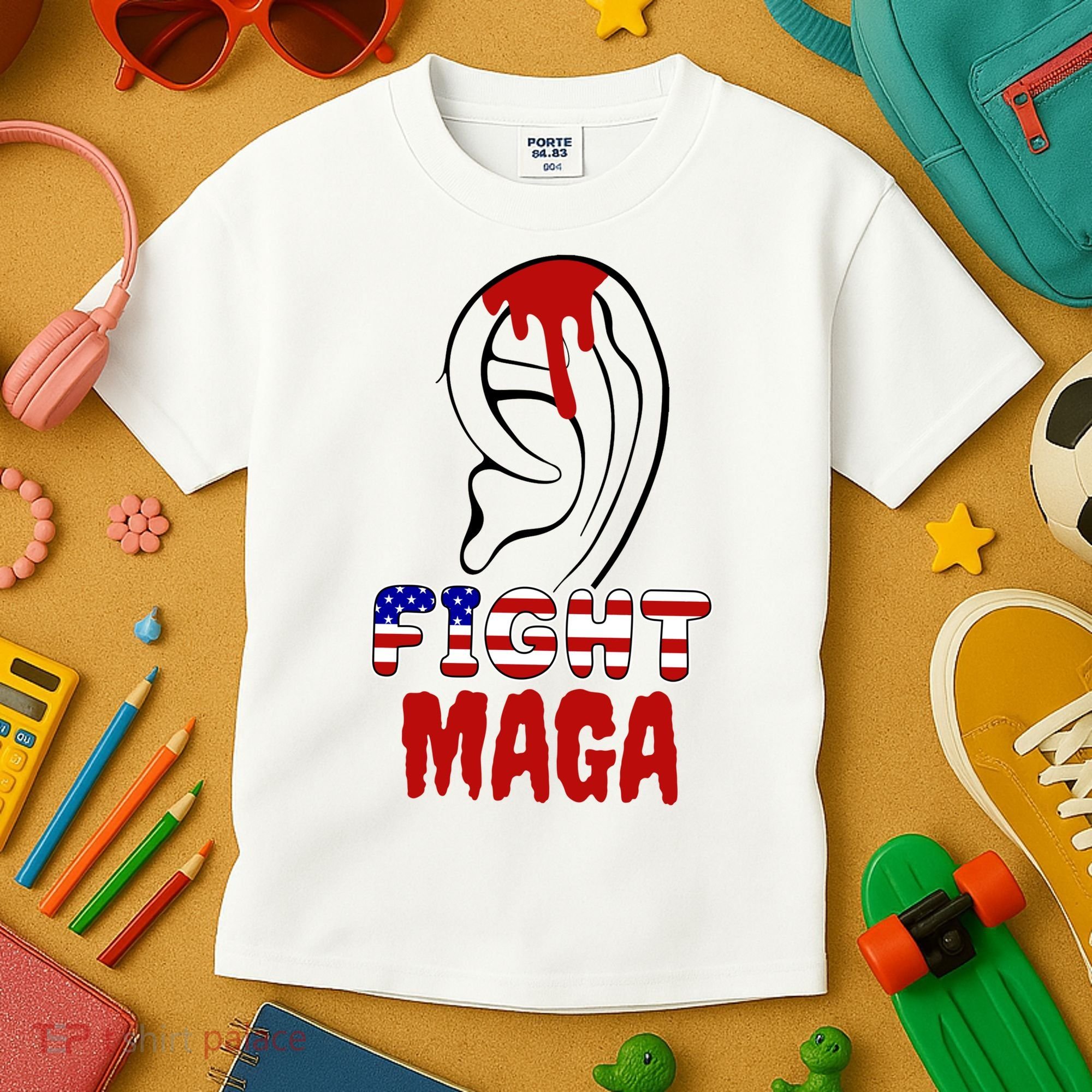 Fight Maga Pro Donald Trump Bleeding Ear Kids T-Shirt