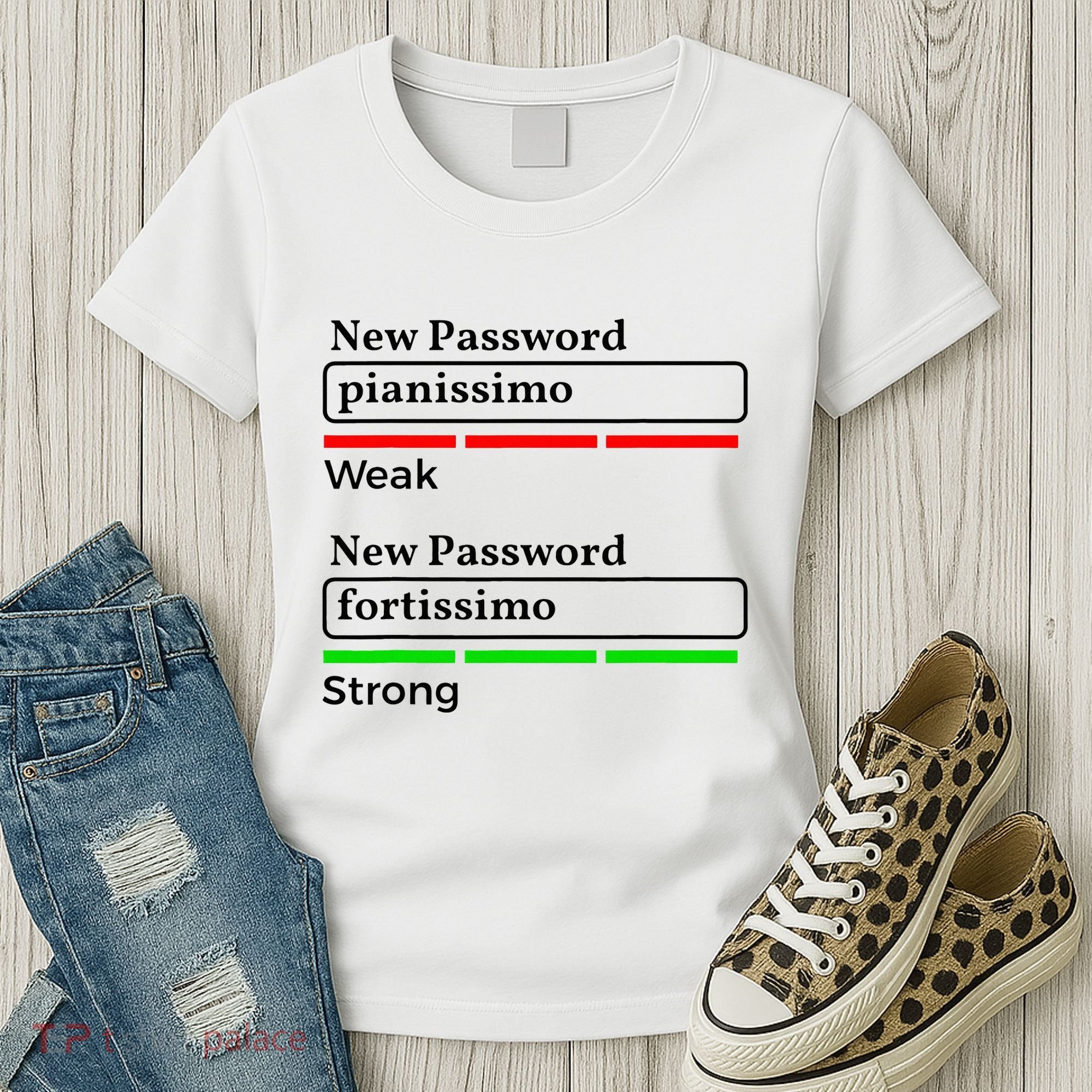 Funny Musician Password Classical Music Theory Class Jokes Women's T-Shirt