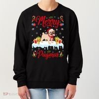 Funny Merry Pugmas Xmas Gift Santa Hat Pug Christmas Gift Women's Sweatshirt thumb 0