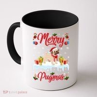 Funny Merry Pugmas Xmas Gift Santa Hat Pug Christmas Gift Coffee Mug thumb 0