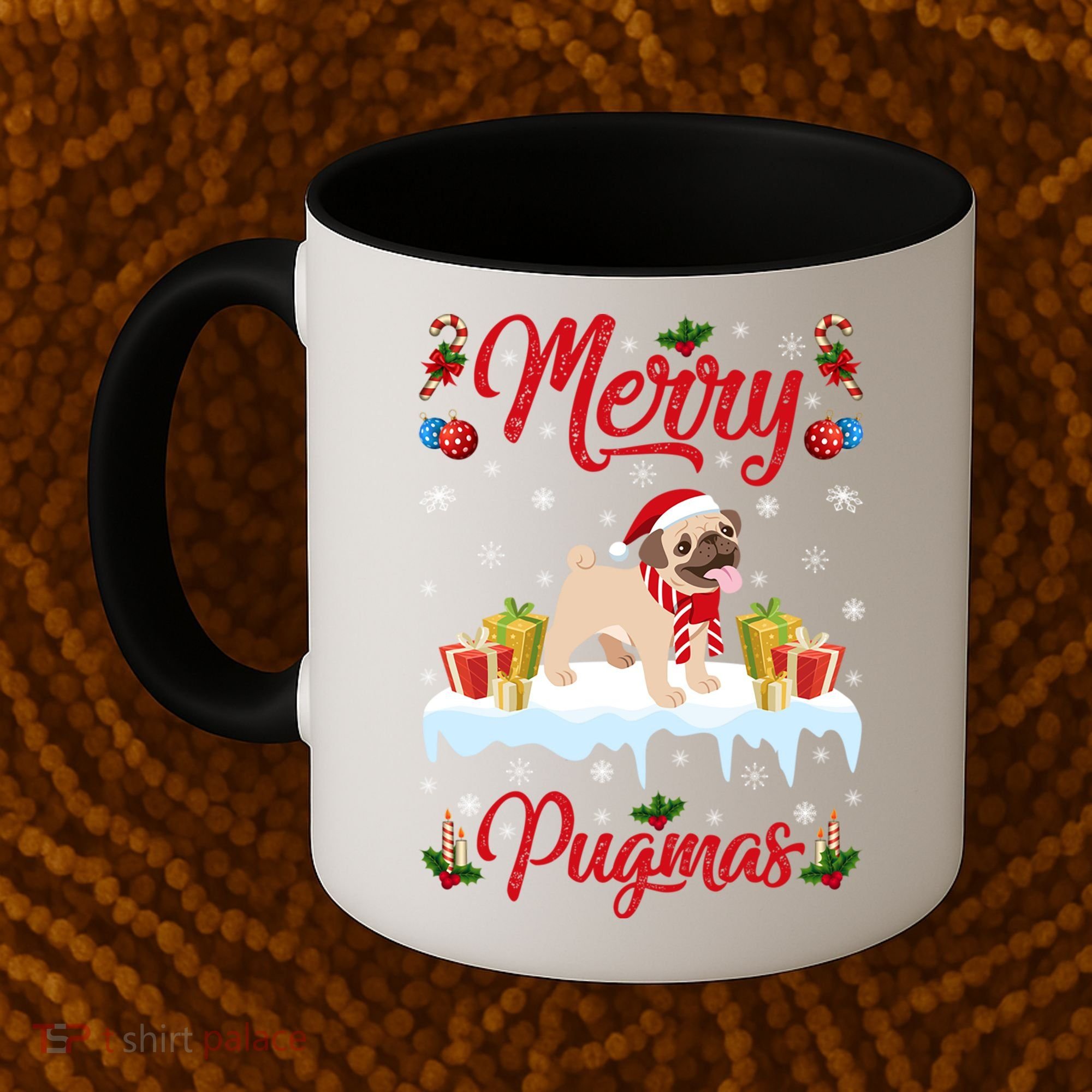 Funny Merry Pugmas Xmas Gift Santa Hat Pug Christmas Gift Coffee Mug