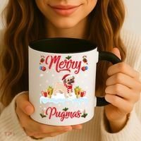 Funny Merry Pugmas Xmas Gift Santa Hat Pug Christmas Gift Coffee Mug thumb 3