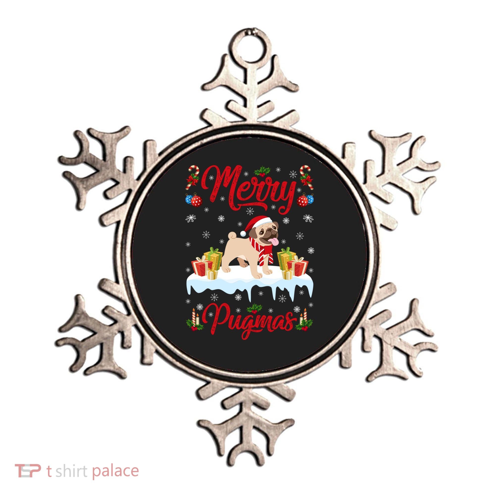 Funny Merry Pugmas Xmas Gift Santa Hat Pug Christmas Gift Ornament