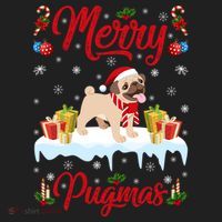 Funny Merry Pugmas Xmas Gift Santa Hat Pug Christmas Gift Golf Towel thumb 3