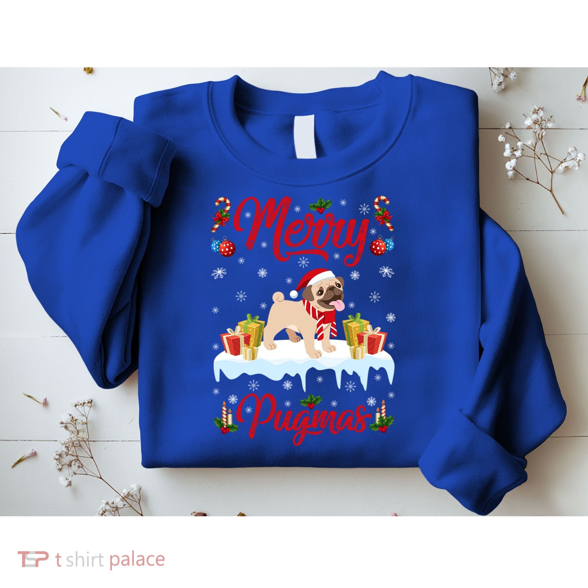 Funny Merry Pugmas Xmas Gift Santa Hat Pug Christmas Gift Sweatshirt