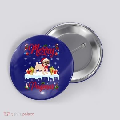 Funny Merry Pugmas Xmas Gift Santa Hat Pug Christmas Gift Button