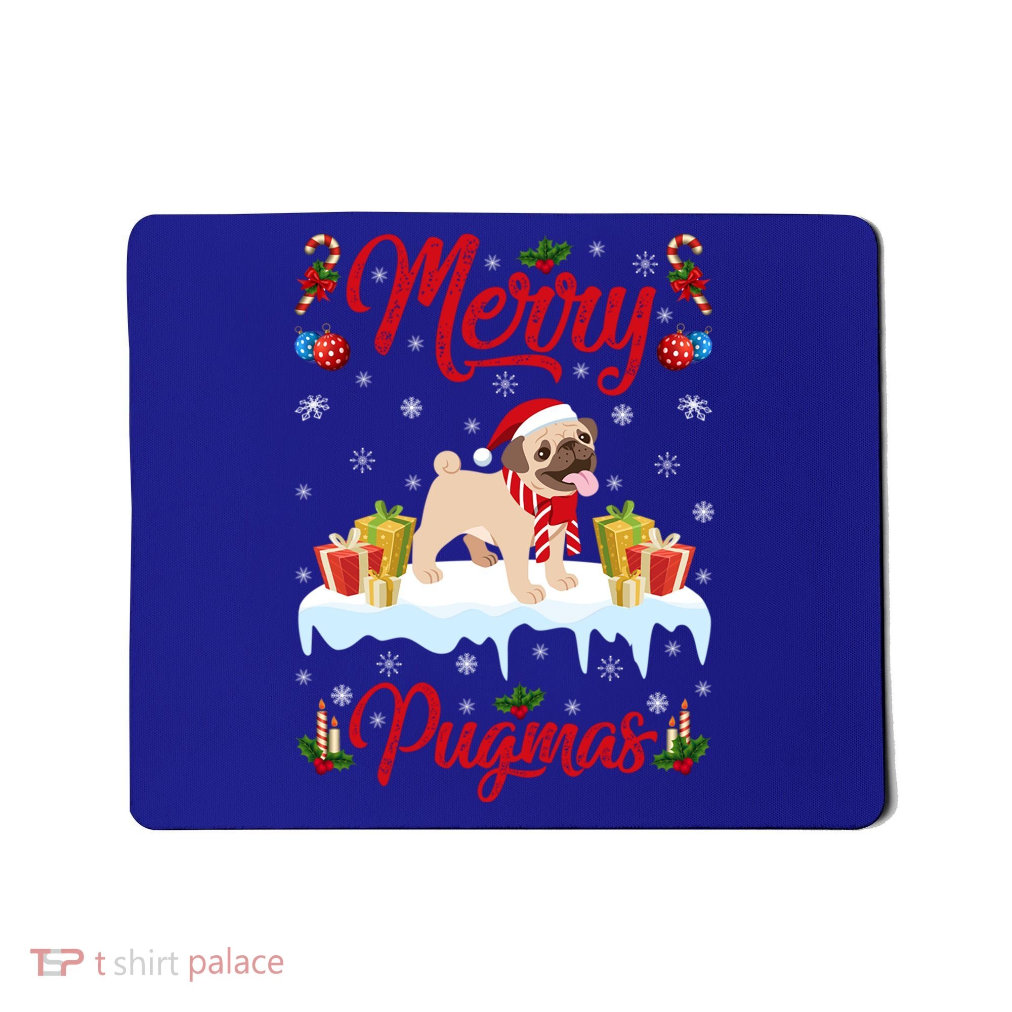 Funny Merry Pugmas Xmas Gift Santa Hat Pug Christmas Gift Mousepad