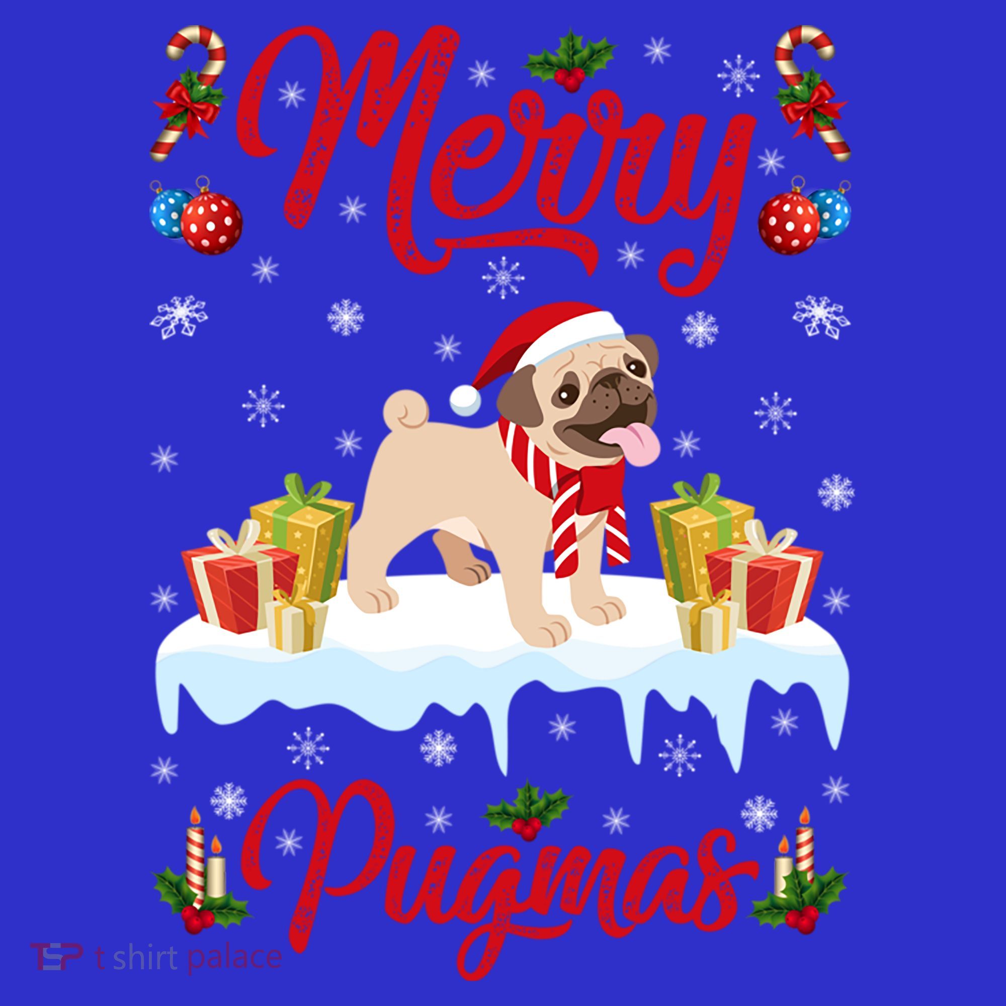 Funny Merry Pugmas Xmas Gift Santa Hat Pug Christmas Gift Mousepad