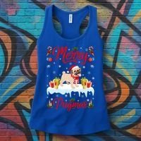 Funny Merry Pugmas Xmas Gift Santa Hat Pug Christmas Gift Women's Tank Top thumb 3