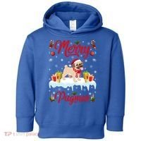 Funny Merry Pugmas Xmas Gift Santa Hat Pug Christmas Gift Toddler Hoodie thumb 0
