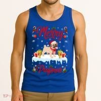 Funny Merry Pugmas Xmas Gift Santa Hat Pug Christmas Gift Tank Top thumb 3