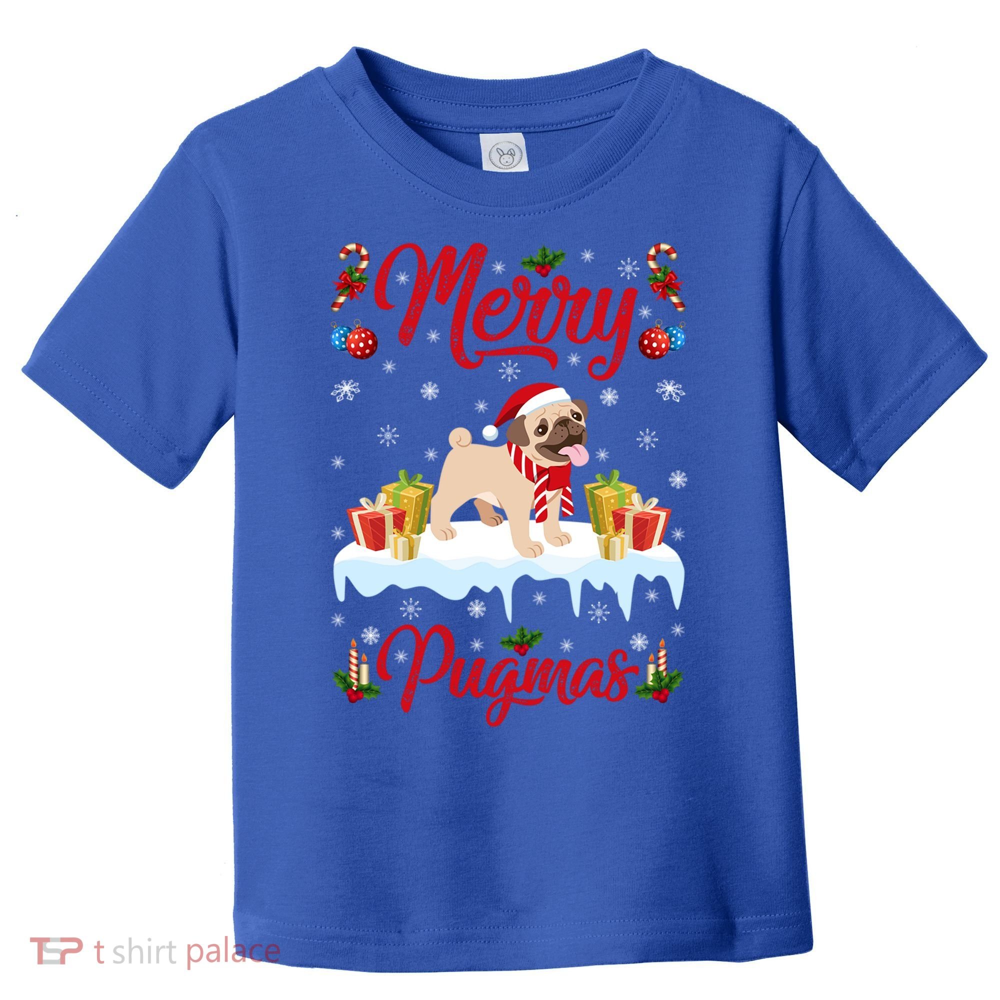 Funny Merry Pugmas Xmas Gift Santa Hat Pug Christmas Gift Toddler T-Shirt