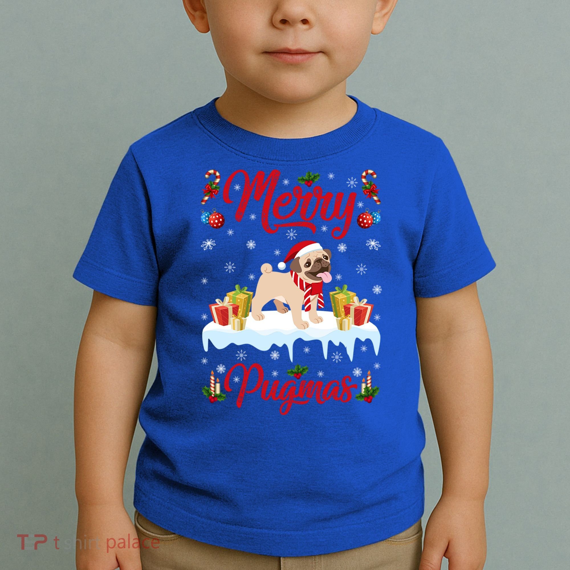 Funny Merry Pugmas Xmas Gift Santa Hat Pug Christmas Gift Toddler T-Shirt