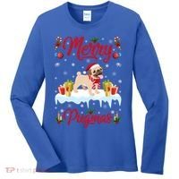 Funny Merry Pugmas Xmas Gift Santa Hat Pug Christmas Gift Women's Long Sleeve Shirt thumb 0