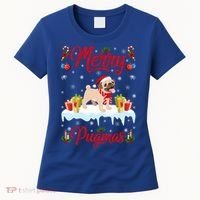 Funny Merry Pugmas Xmas Gift Santa Hat Pug Christmas Gift Women's T-Shirt thumb 0