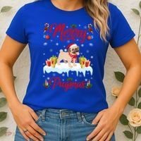Funny Merry Pugmas Xmas Gift Santa Hat Pug Christmas Gift Women's T-Shirt thumb 2