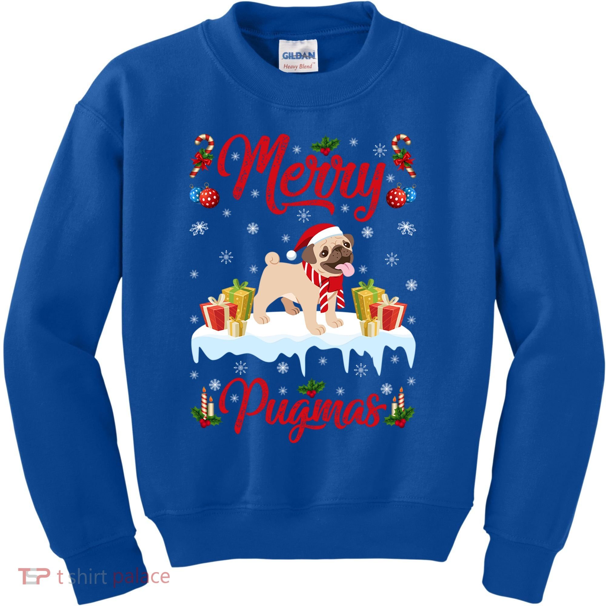 Funny Merry Pugmas Xmas Gift Santa Hat Pug Christmas Gift Kids Sweatshirt