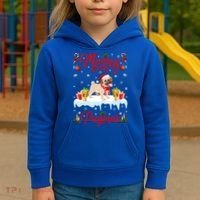 Funny Merry Pugmas Xmas Gift Santa Hat Pug Christmas Gift Kids Hoodie thumb 3