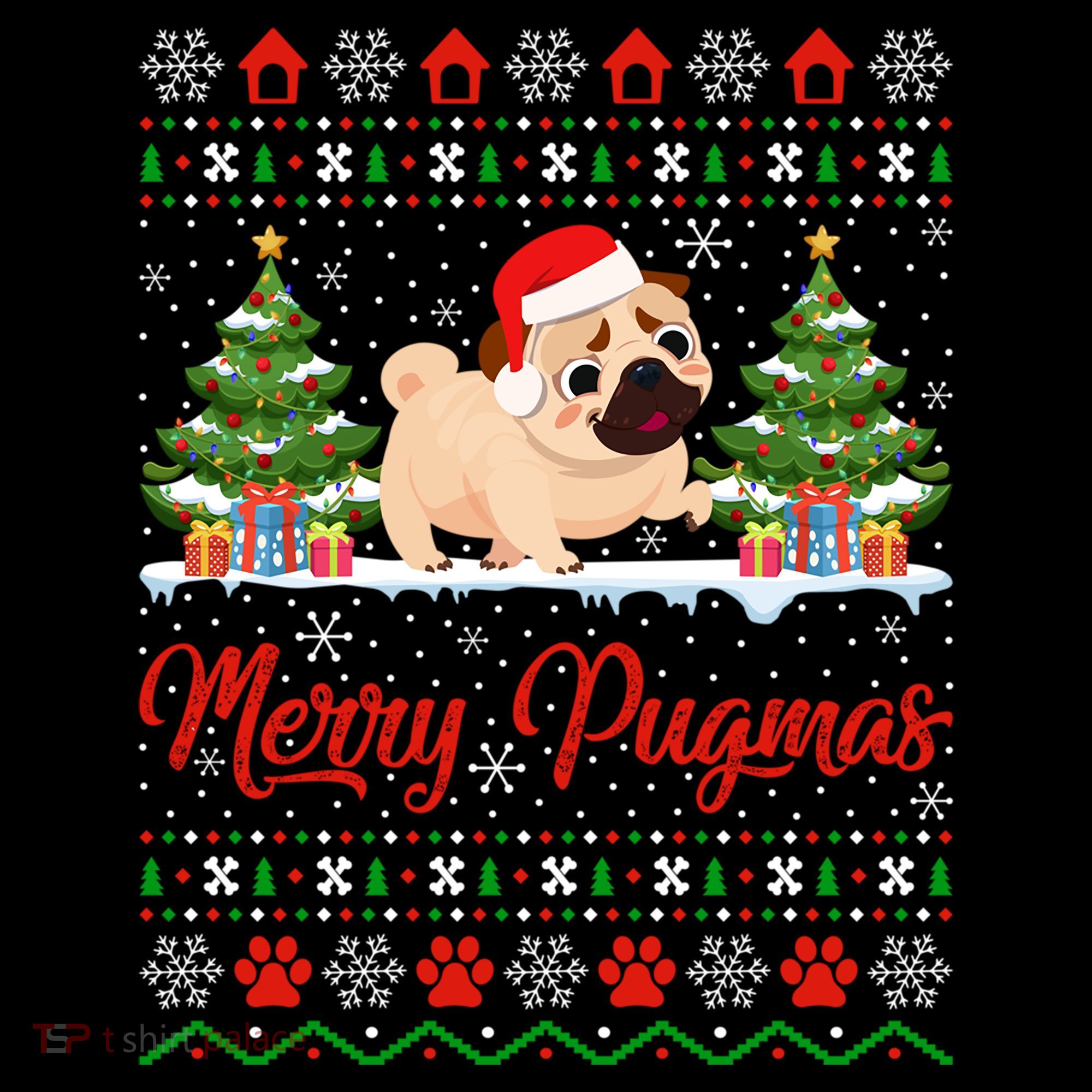 Funny Merry Pugmas Xmas Gift Santa Hat Ugly Pug Christmas Gift Coffee Mug