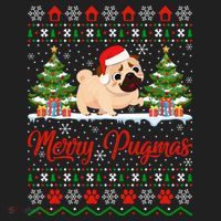Funny Merry Pugmas Xmas Gift Santa Hat Ugly Pug Christmas Gift Beanie thumb 2