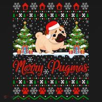Funny Merry Pugmas Xmas Gift Santa Hat Ugly Pug Christmas Gift Ornament thumb 1