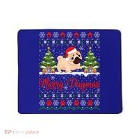 Funny Merry Pugmas Xmas Gift Santa Hat Ugly Pug Christmas Gift Mousepad thumb 0