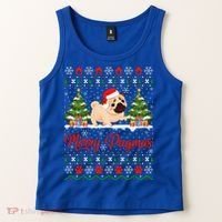 Funny Merry Pugmas Xmas Gift Santa Hat Ugly Pug Christmas Gift Tank Top thumb 2