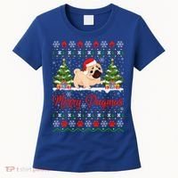 Funny Merry Pugmas Xmas Gift Santa Hat Ugly Pug Christmas Gift Women's T-Shirt thumb 0