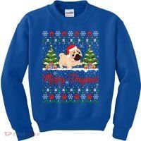 Funny Merry Pugmas Xmas Gift Santa Hat Ugly Pug Christmas Gift Kids Sweatshirt thumb 0
