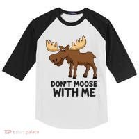 Funny Moose Pun Don't Moose With Me Funny Elk Moose Gift Kids Colorblock Raglan Jersey thumb 0