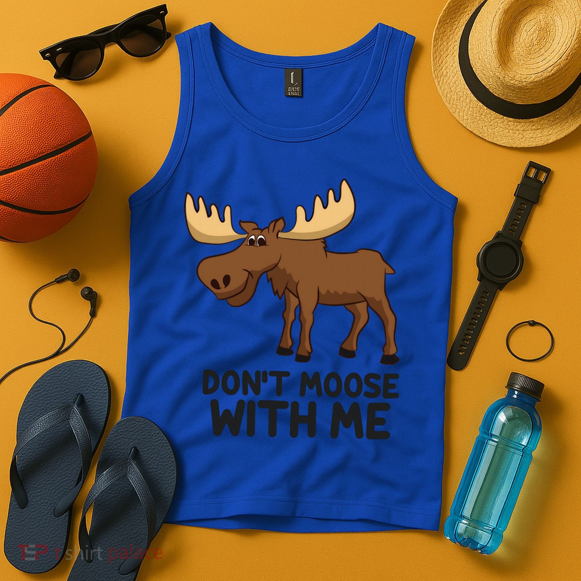 Funny Moose Pun Don't Moose With Me Funny Elk Moose Gift Tank Top