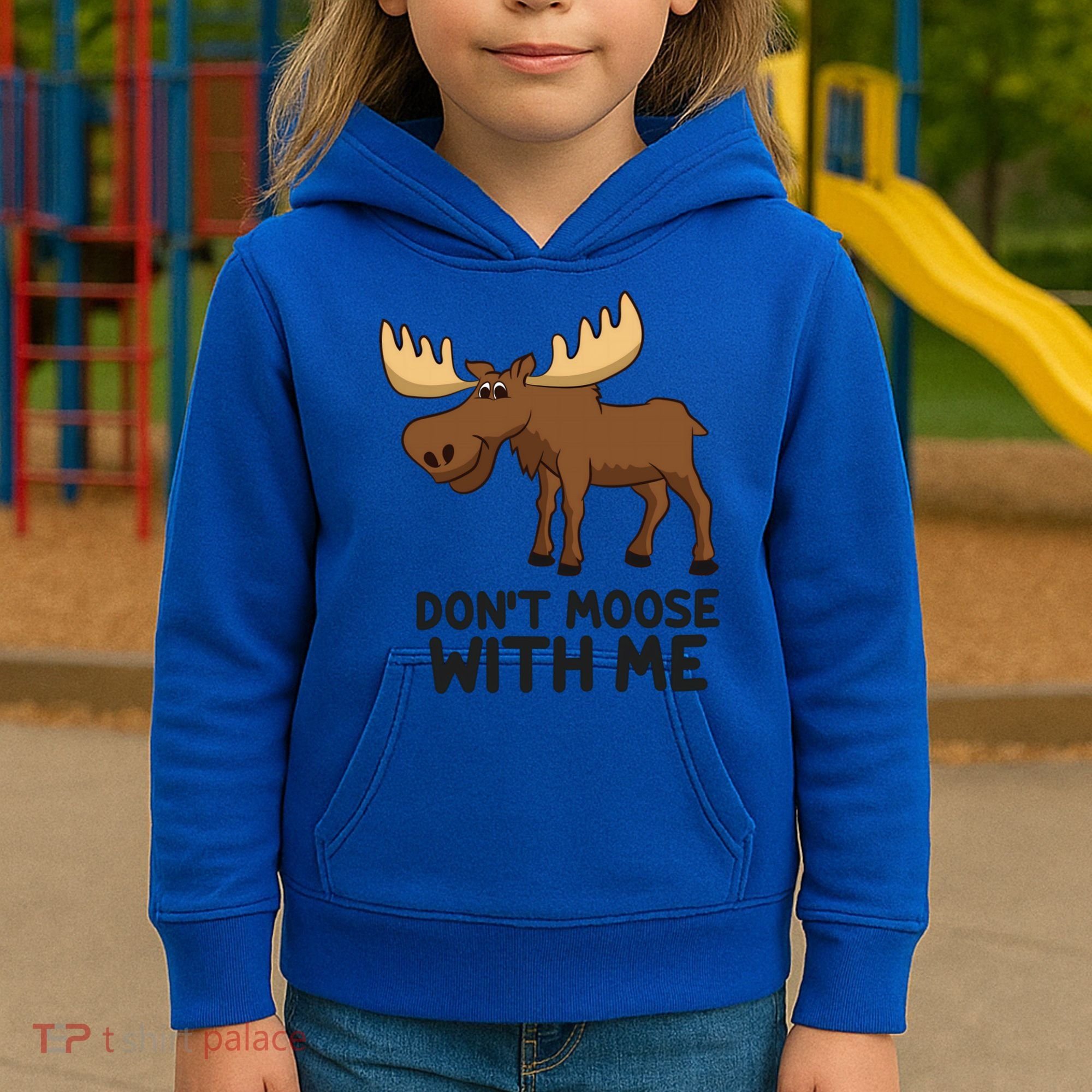 Funny Moose Pun Don't Moose With Me Funny Elk Moose Gift Kids Hoodie