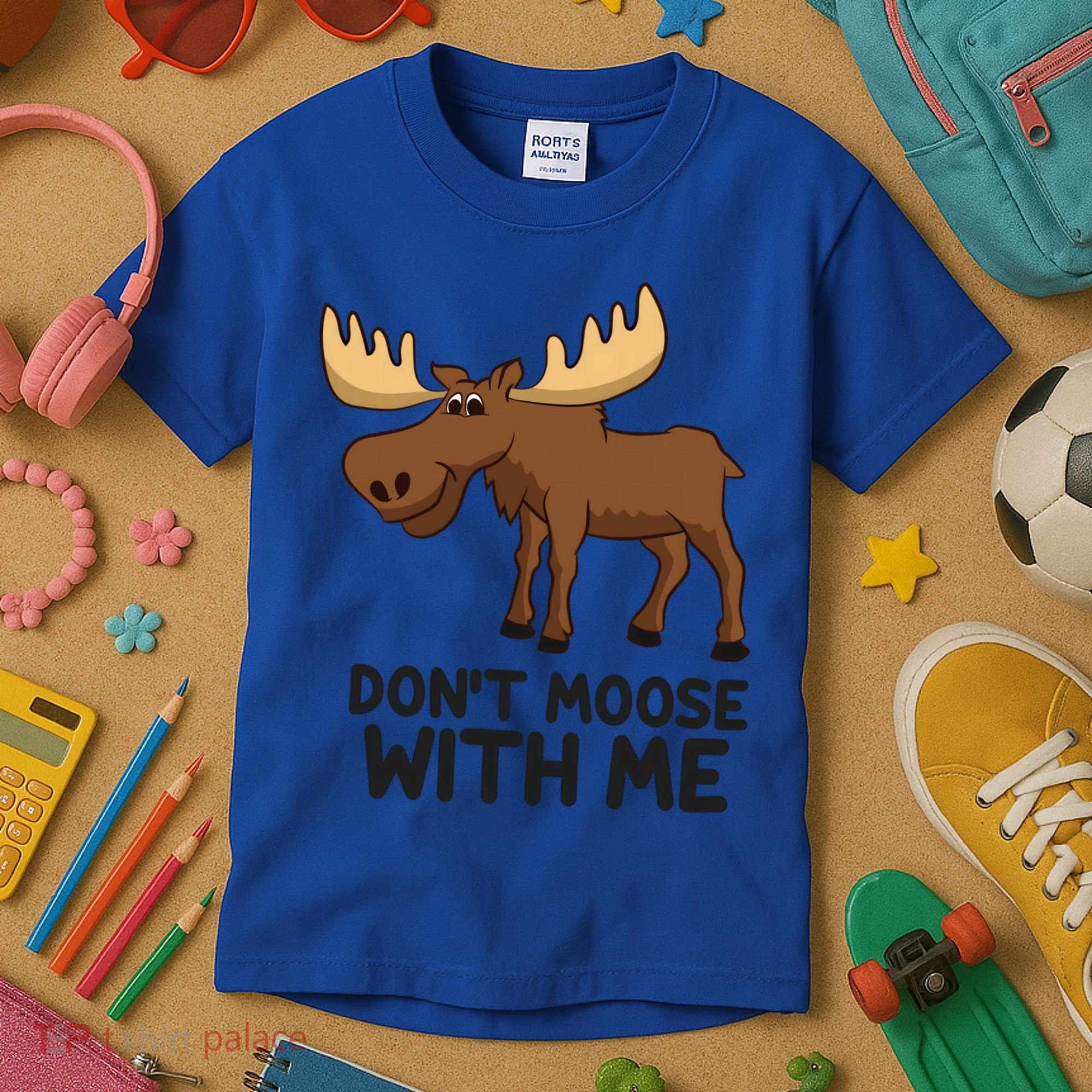 Funny Moose Pun Don't Moose With Me Funny Elk Moose Gift Kids T-Shirt