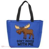 Funny Moose Pun Don't Moose With Me Funny Elk Moose Gift Tote Bag thumb 0