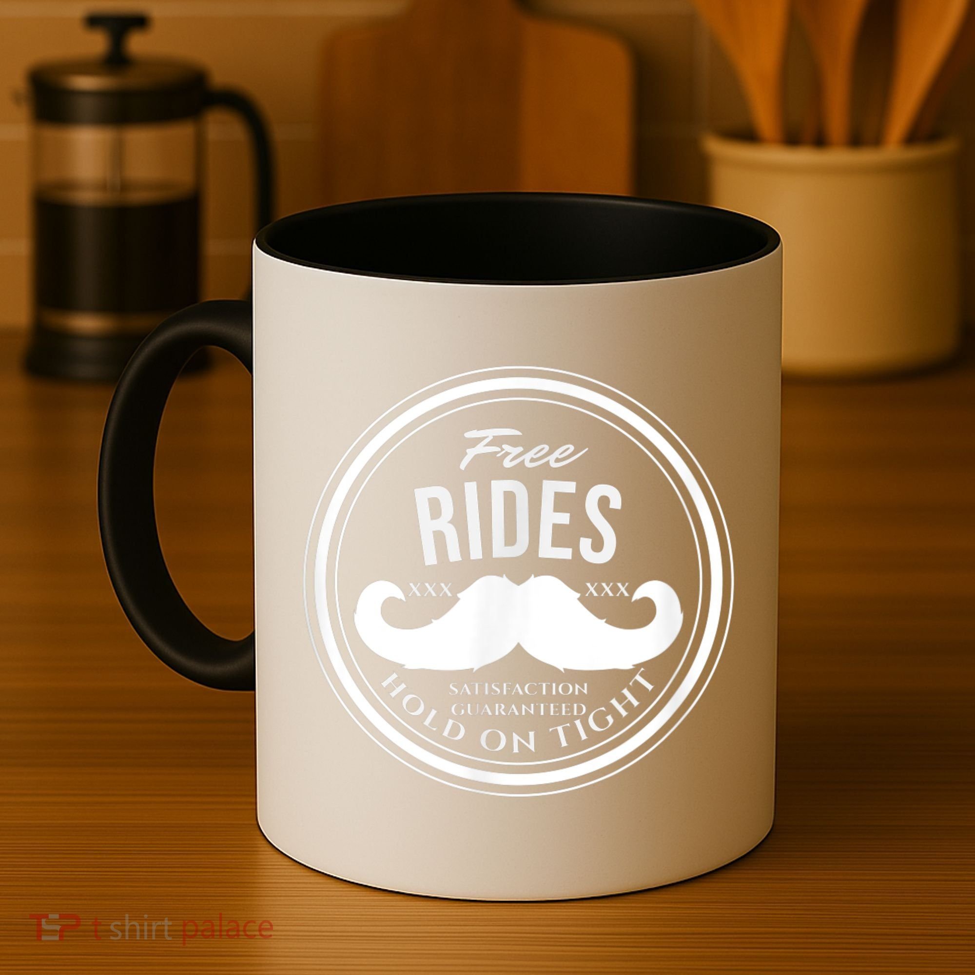 Free Mustache Rides (Hold On Tight) Crude Funny Coffee Mug
