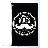 Free Mustache Rides (Hold On Tight) Crude Funny Golf Towel thumb 0