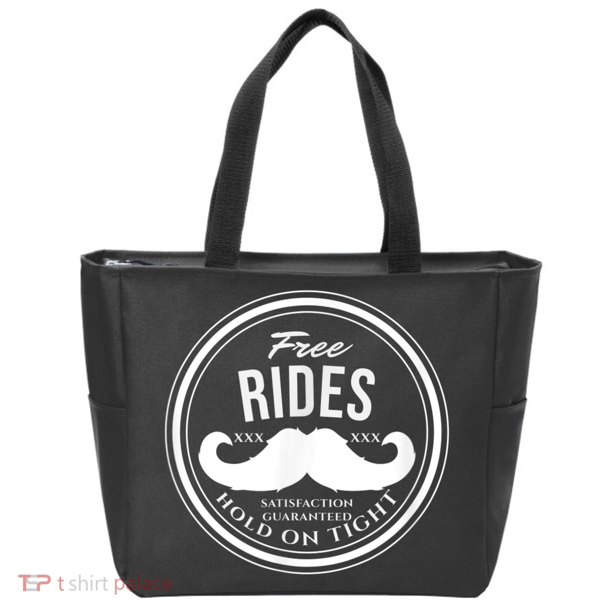 Free Mustache Rides (Hold On Tight) Crude Funny Tote Bag