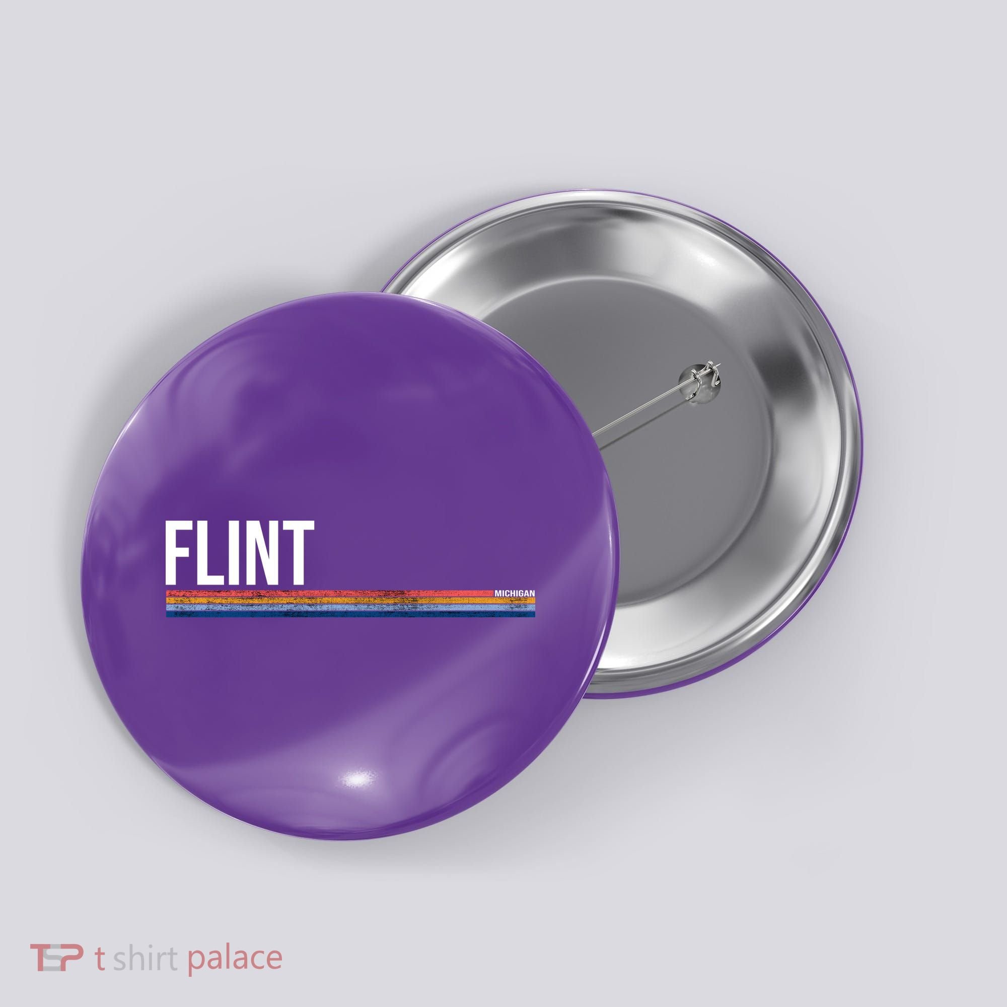 Flint Michigan Retro Button
