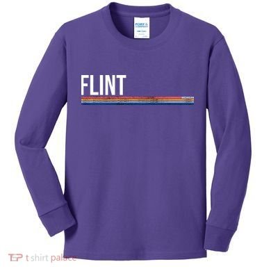 Flint Michigan Retro Kids Long Sleeve Shirt