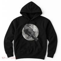 Full Moon Raven Bird Gift Scary Crow Hoodie thumb 0